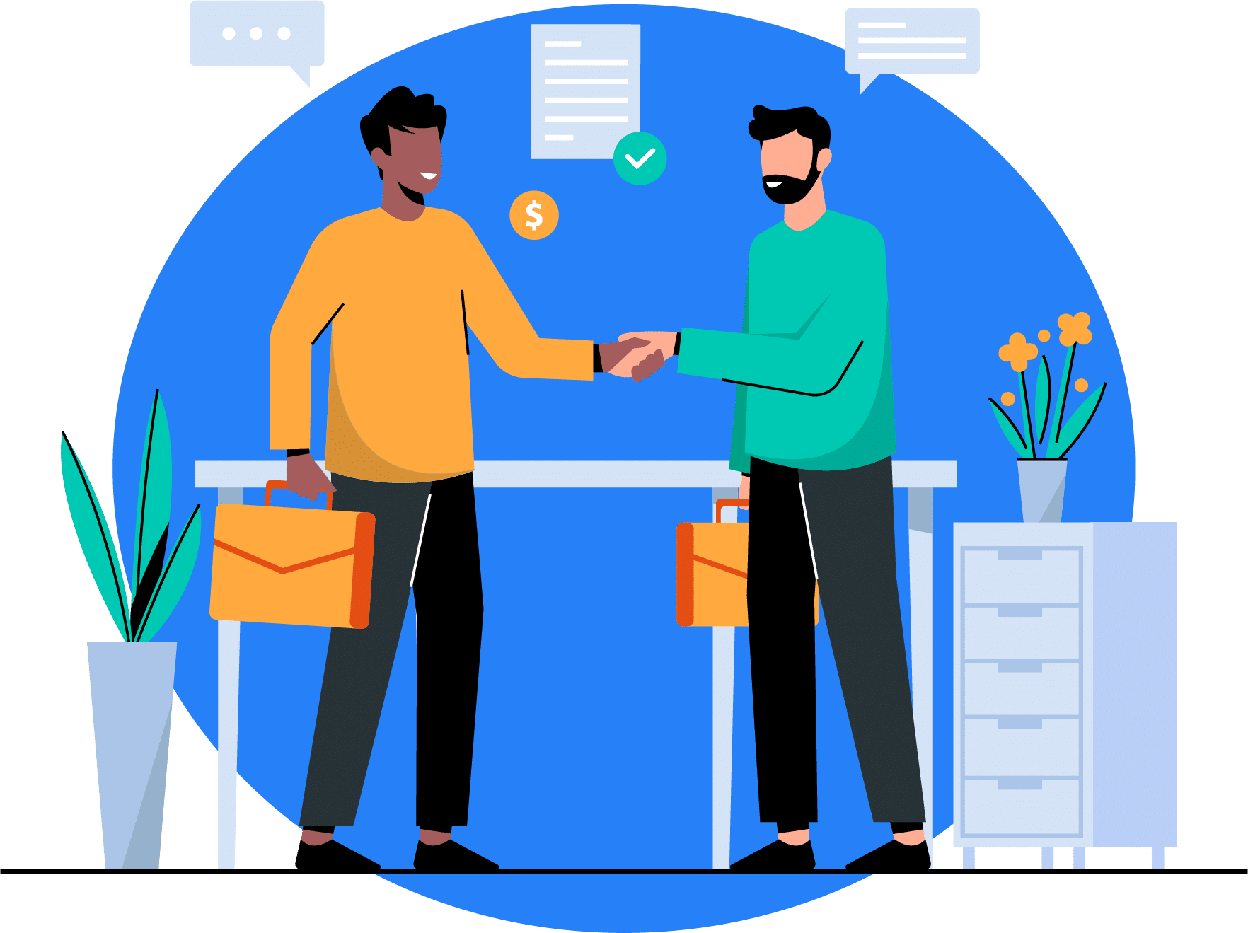 Graphic of two men shaking hands